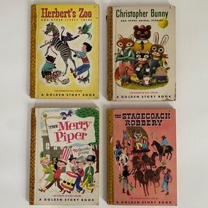 Golden Story Book Merry Piper Herbert’s Zoo Stagecoach Robbery Christopher Bunny